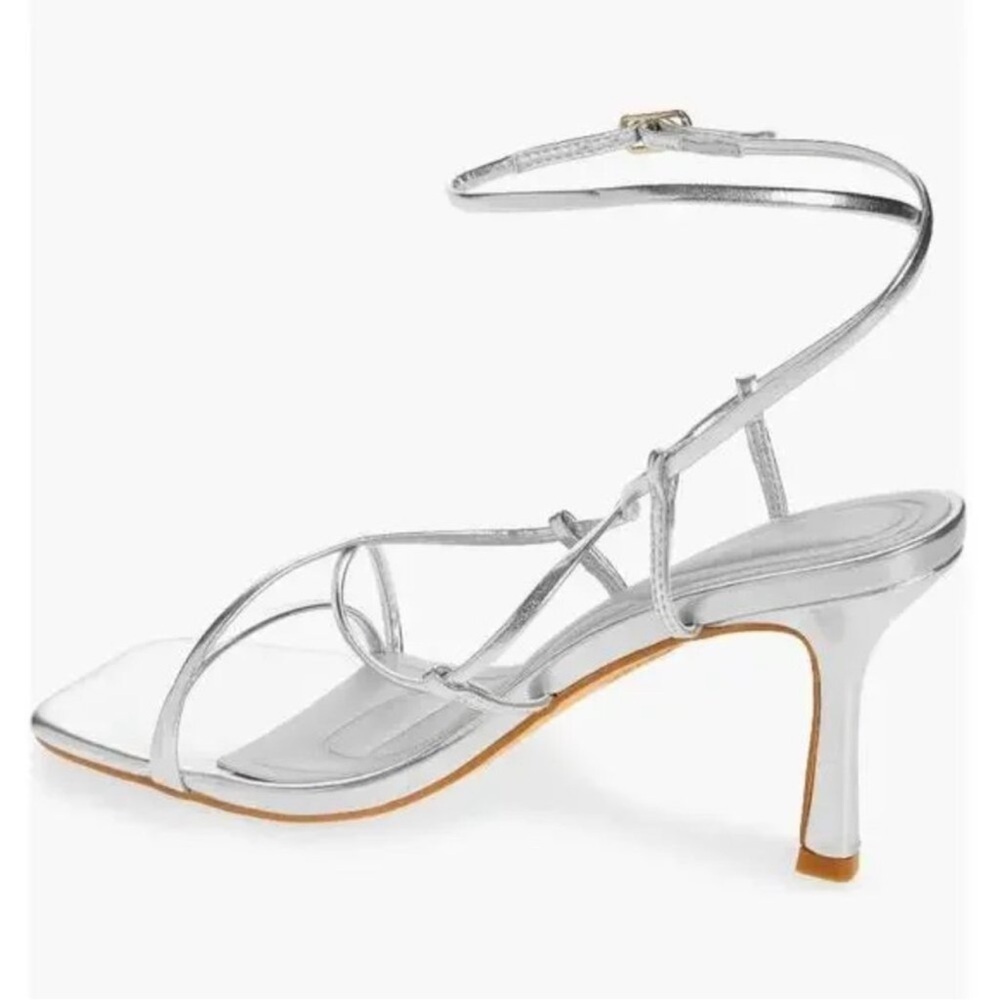 Azalea Wang Kaylin silver strappy heeled sandal